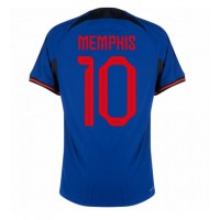 Camiseta Países Bajos Memphis Depay #10 Visitante Equipación Mundial 2022 manga corta